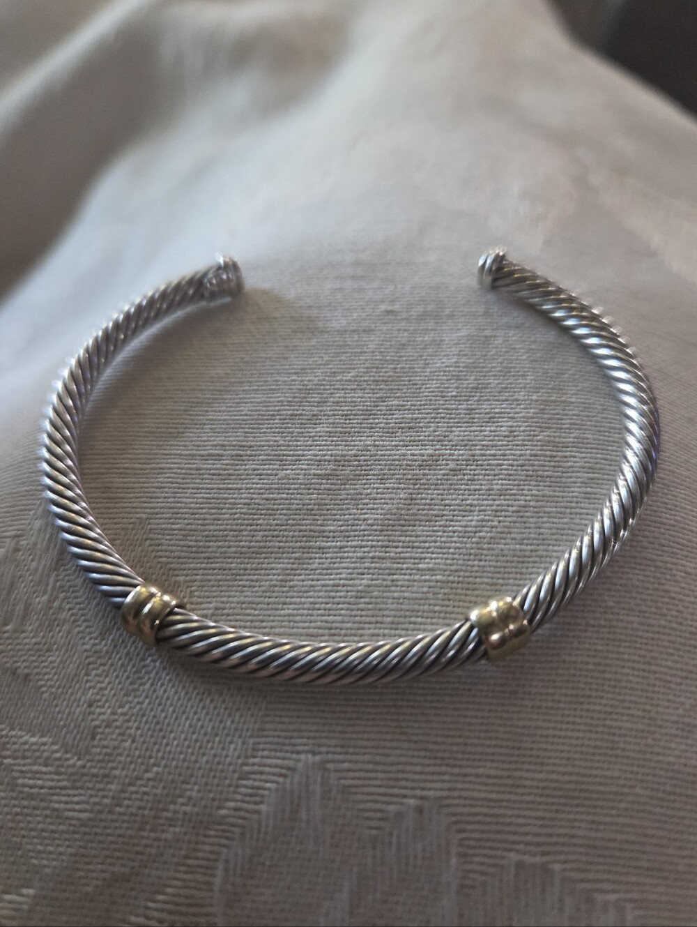 David Yurman Vintage Double Station Cuff Bracelet, SS & 18k